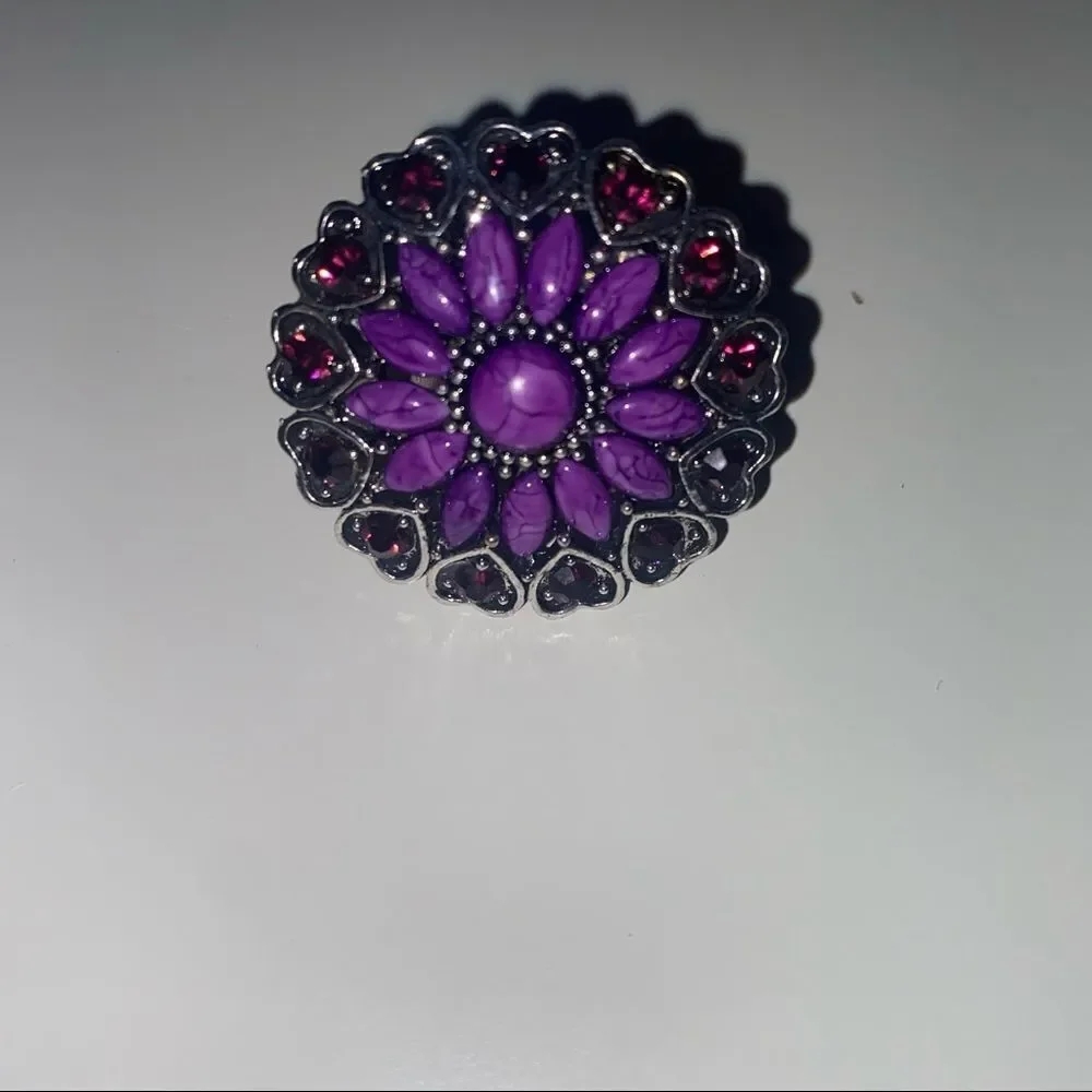 Purple Hearts Beaded Faux Ring
